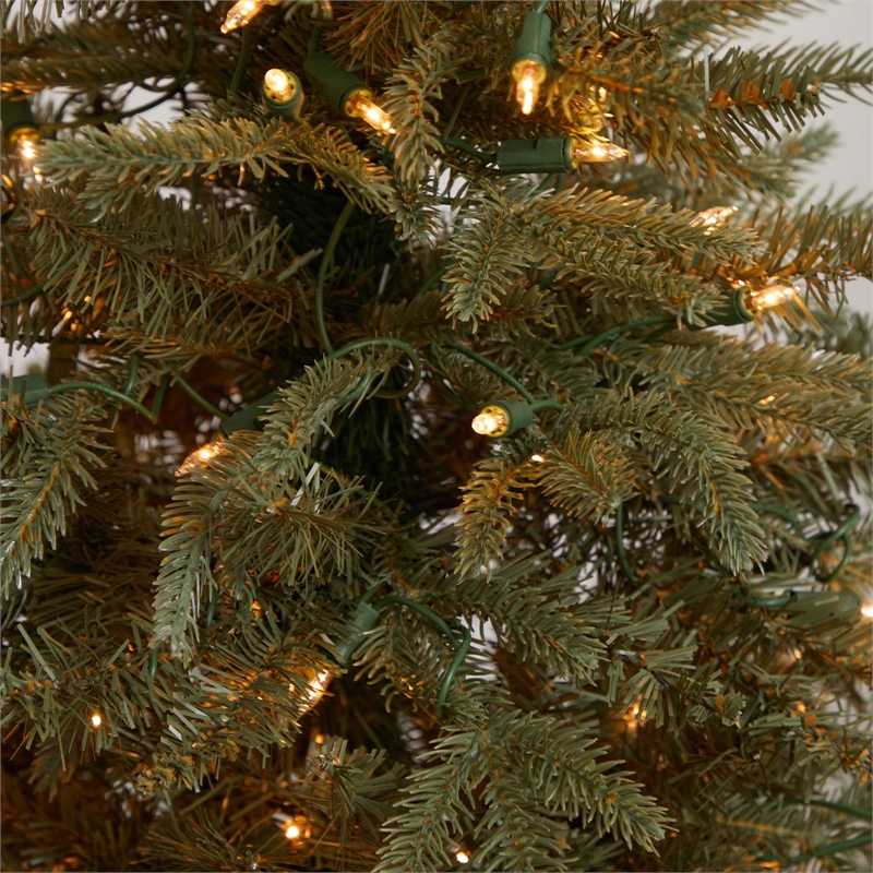 Nearly Natural 4.5ft Green Christmas Tree with Clear Lights & Decorative Planter