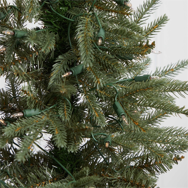 Nearly Natural 4.5ft Green Christmas Tree with Clear Lights & Decorative Planter