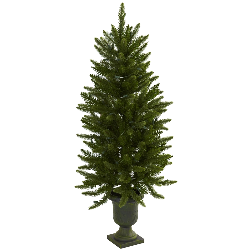 Nearly Natural 4ft Green Christmas Tree with Urn & Clear Lights