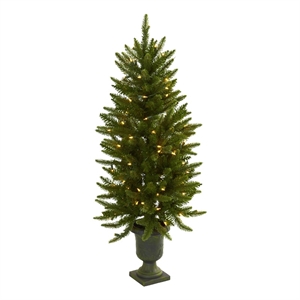 Nearly Natural 4ft Green Christmas Tree with Urn & Clear Lights
