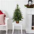 Nearly Natural 2.5ft Green Christmas Tree with Planter & Clear Lights