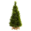 Nearly Natural 3ft Green Christmas Tree with Burlap Bag & Clear Lights