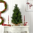 Nearly Natural 3ft Green Christmas Tree with Burlap Bag & Clear Lights