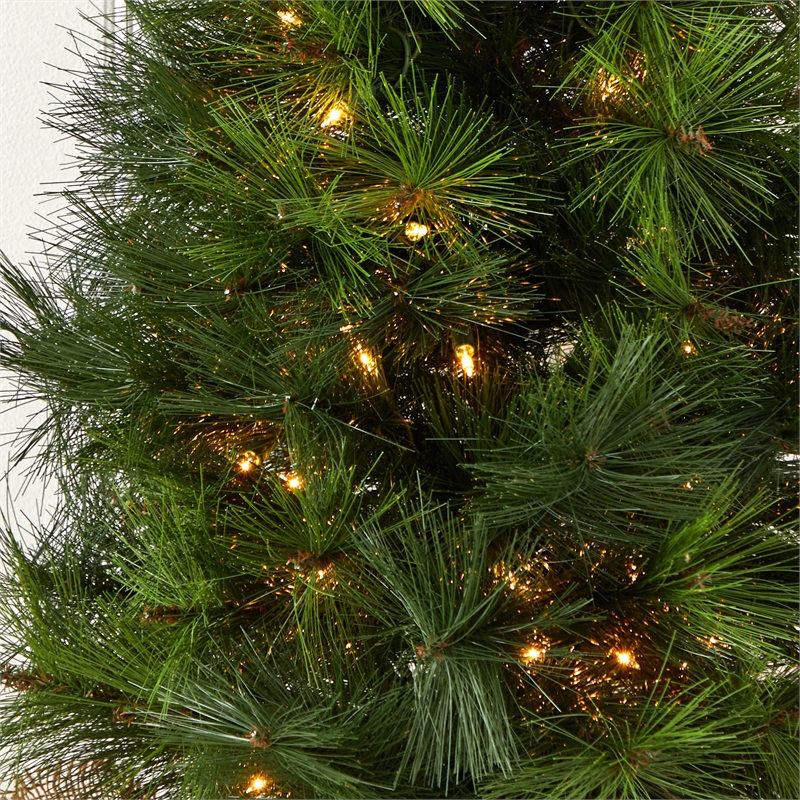 Nearly Natural 3ft Green Christmas Tree with Burlap Bag & Clear Lights