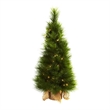 Nearly Natural 3ft Green Christmas Tree with Burlap Bag & Clear Lights