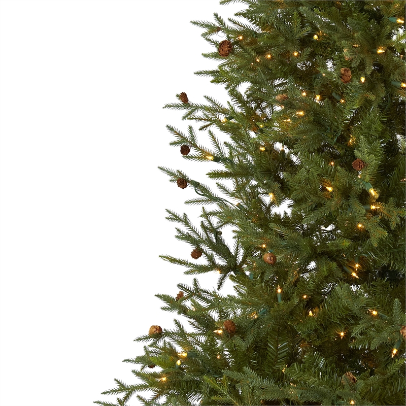 Nearly Natural 7.5ft Classic Pine & Pinecone Green Christmas Tree