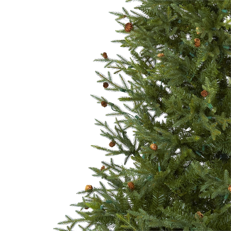 Nearly Natural 7.5ft Classic Pine & Pinecone Green Christmas Tree