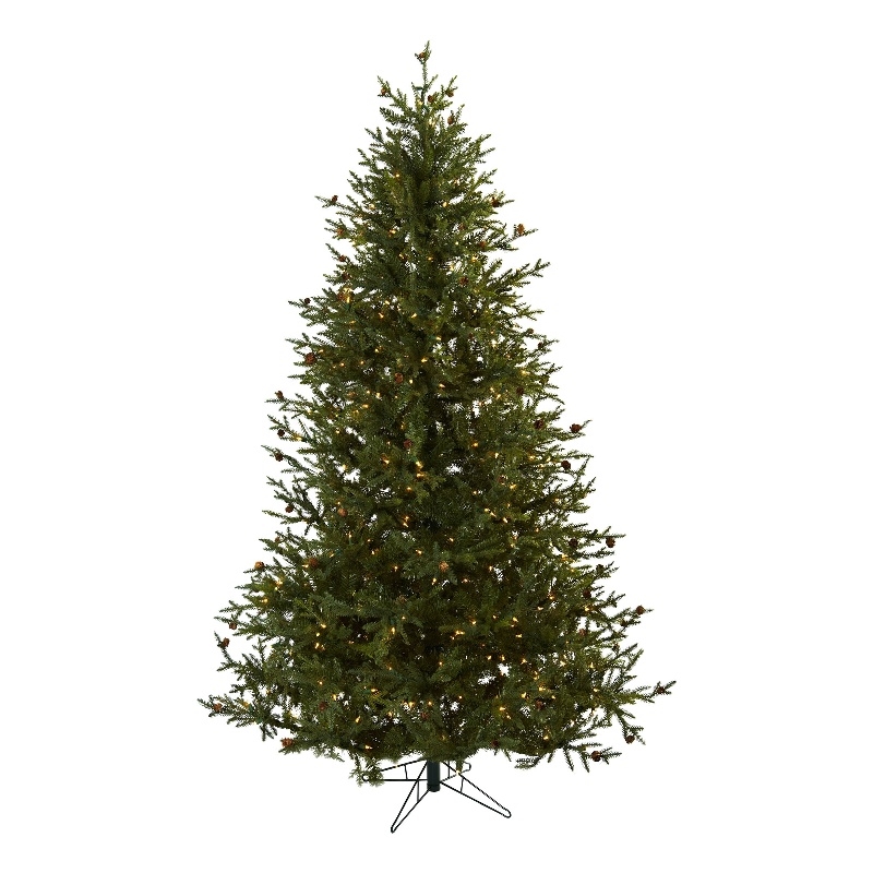 Nearly Natural 7.5ft Classic Pine & Pinecone Green Christmas Tree