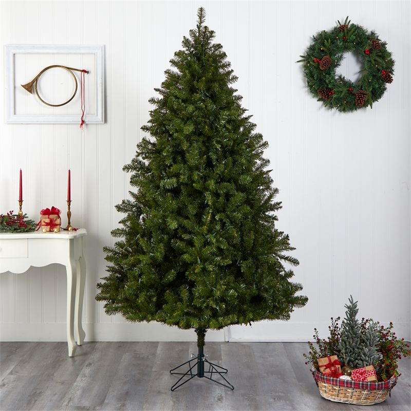 Nearly Natural 7.5ft Windermere Green Christmas Tree with Clear Lights