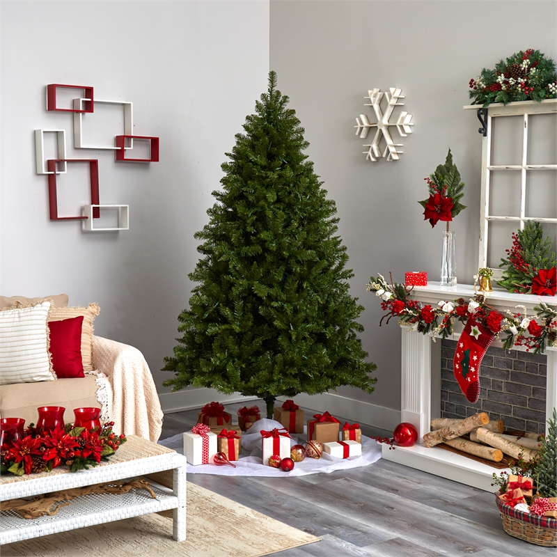 Nearly Natural 7.5ft Windermere Green Christmas Tree with Clear Lights