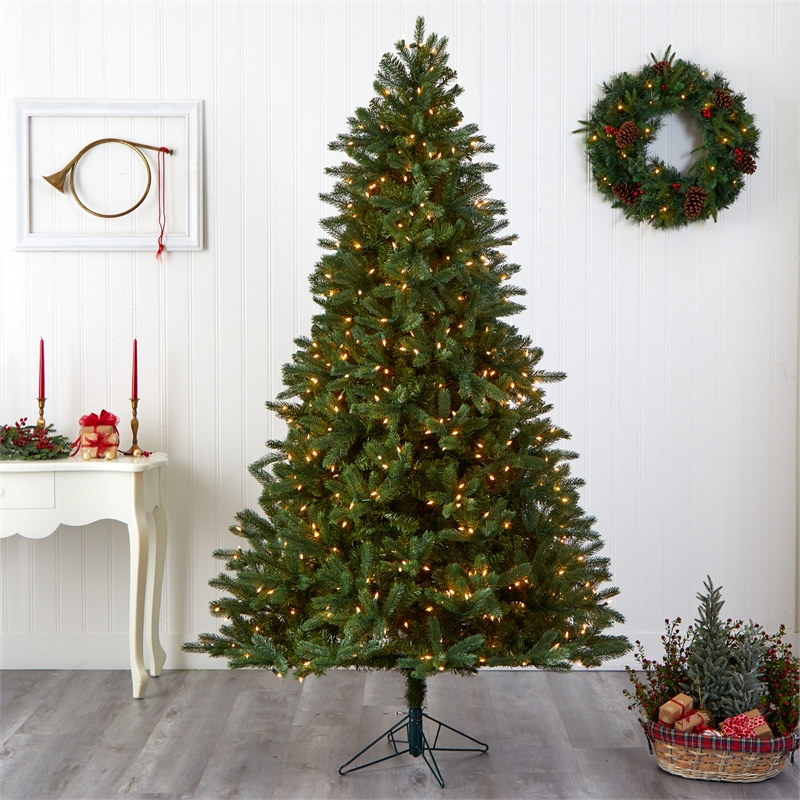 Nearly Natural 7.5ft Rembrandt Green Christmas Tree with Clear Lights
