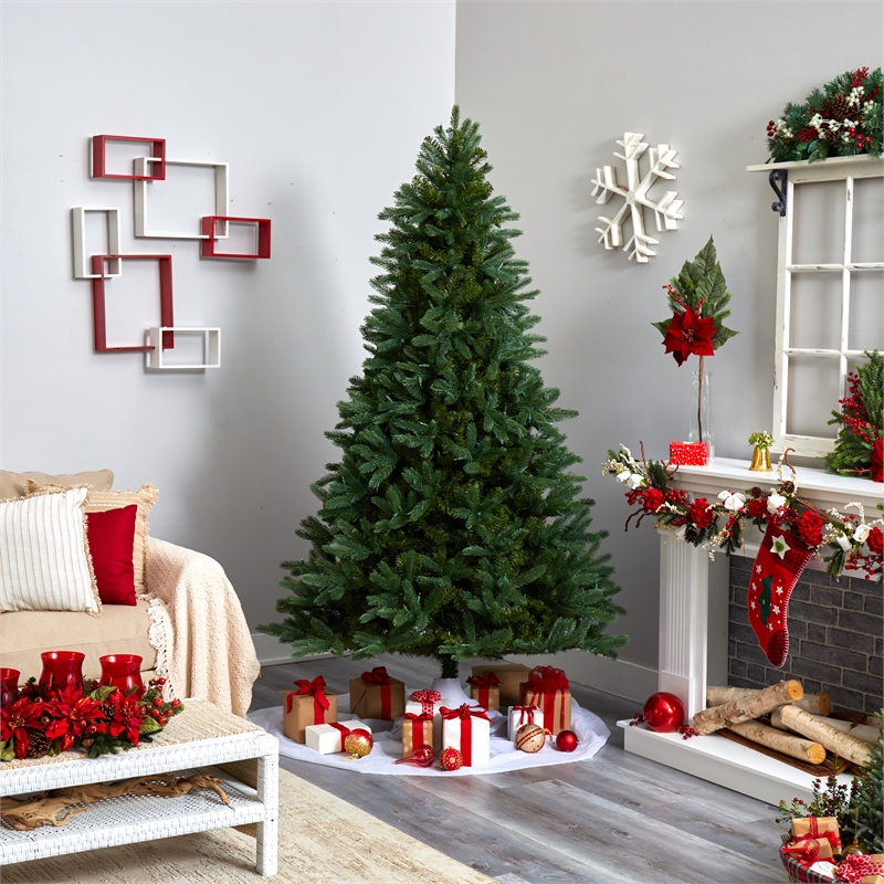 Nearly Natural 7.5ft Rembrandt Green Christmas Tree with Clear Lights