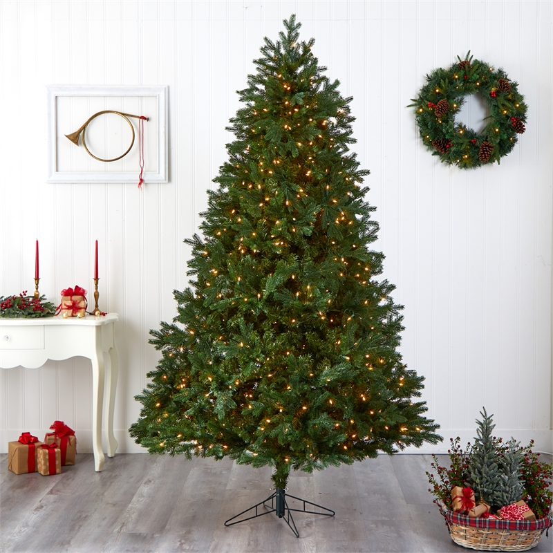 Nearly Natural 7.5ft Royal Grand Green Christmas Tree with Clear Lights