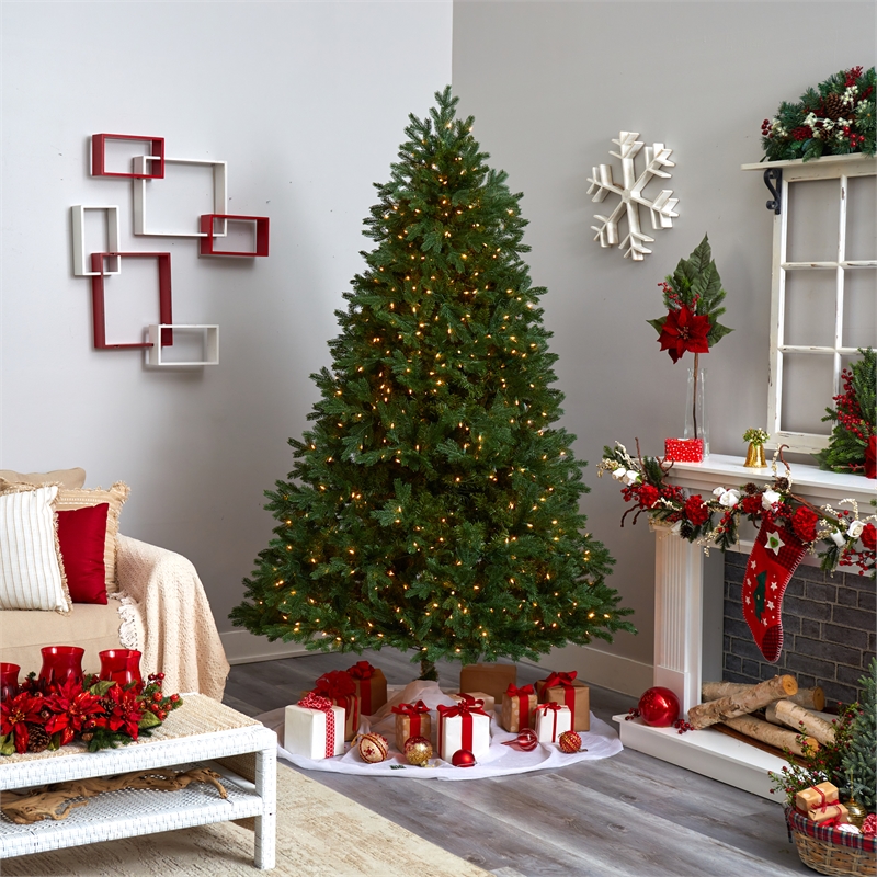 Nearly Natural 7.5ft Royal Grand Green Christmas Tree with Clear Lights