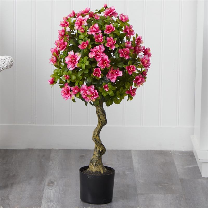 Nearly Natural 3ft Azalea Artificial Topiary Tree in Pink