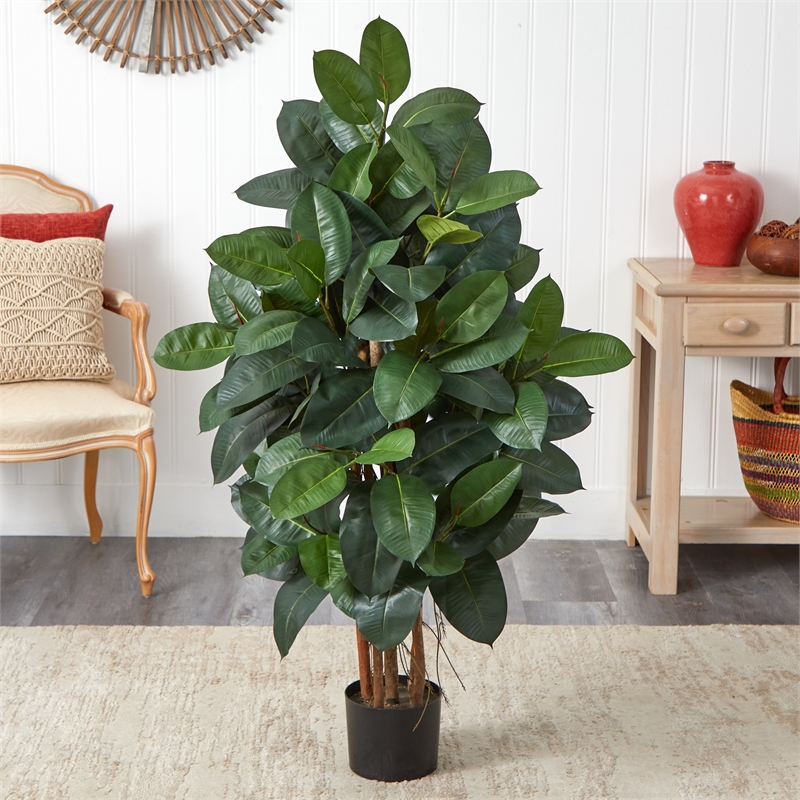 Nearly Natural 4ft Oak Ficus Artificial Tree in Green