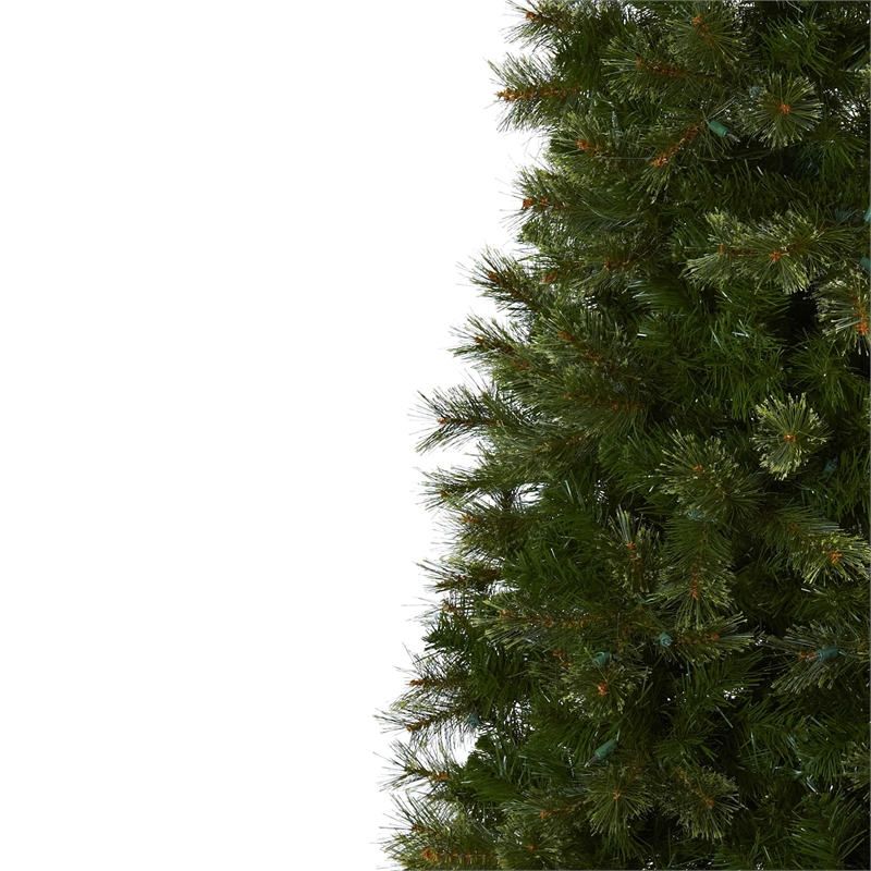 Nearly Natural 7.5ft Cashmere Slim Green Christmas Tree with Clear Lights