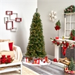 Nearly Natural 7.5ft Cashmere Slim Green Christmas Tree with Clear Lights