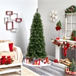 Nearly Natural 7.5ft Cashmere Slim Green Christmas Tree with Clear Lights
