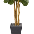 Nearly Natural Fiddle Leaf Artificial Tree in Slate Planter in Green