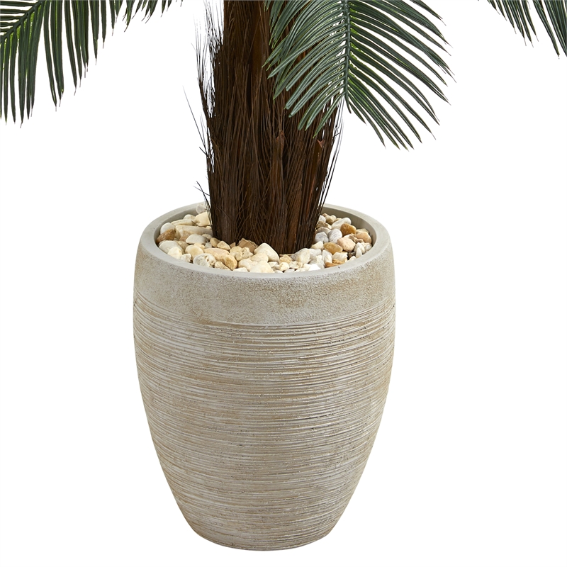 Nearly Natural 4.5ft Cycas Artificial Tree in Oval Planter UV Resistant