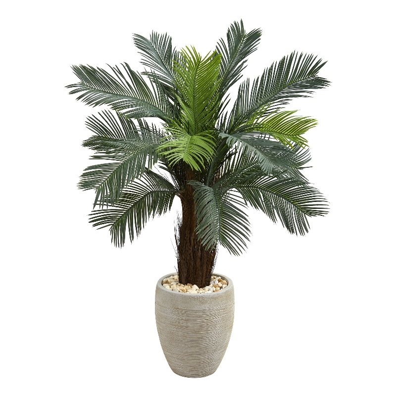 Nearly Natural 4.5ft Cycas Artificial Tree in Oval Planter UV Resistant