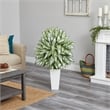 Nearly Natural Silver Queen Artificial Plant in White Tower Planter in Green