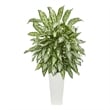 Nearly Natural Silver Queen Artificial Plant in White Tower Planter in Green
