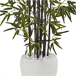 Nearly Natural 5ft Black Bamboo Artificial Tree in White Oval Planter in Green