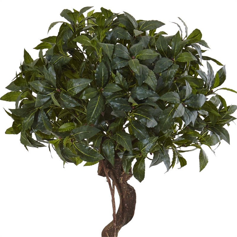 Nearly Natural 4.5ft Sweet Bay Double Topiary Artificial Tree in Metal Planter