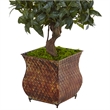 Nearly Natural 4.5ft Sweet Bay Double Topiary Artificial Tree in Metal Planter
