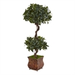 Nearly Natural 4.5ft Sweet Bay Double Topiary Artificial Tree in Metal Planter
