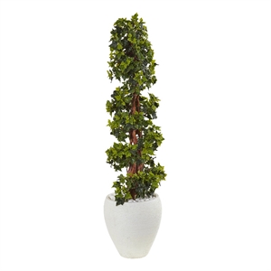 Nearly Natural 4ft English Ivy UV Resistant Tree in White Oval Planter