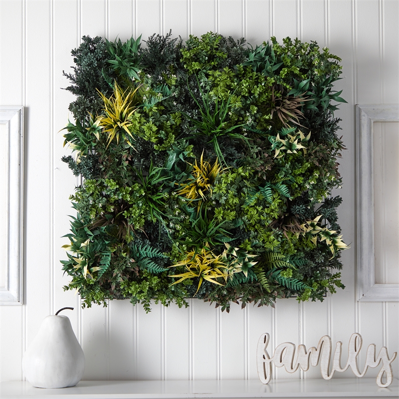 Nearly Natural 3ft x 3ft Greens & Fern Artificial Living Wall UV Resist