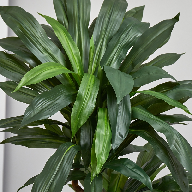 Nearly Natural 5.5ft Dracaena Plant in Orange Square Planter (Real Touch)