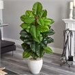 Nearly Natural 5ft Large Leaf Philodendron ArtificialPlant in White Oval Planter