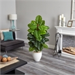 Nearly Natural 5ft Large Leaf Philodendron ArtificialPlant in White Oval Planter