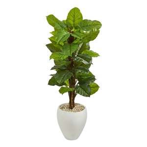 Nearly Natural 5ft Large Leaf Philodendron ArtificialPlant in White Oval Planter
