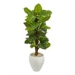 Nearly Natural 5ft Large Leaf Philodendron ArtificialPlant in White Oval Planter