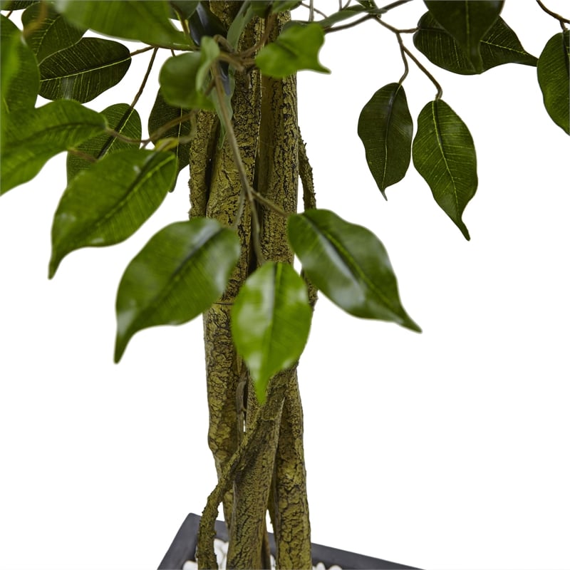 Nearly Natural 6.5ft Ficus UV Resistant Artificial Tree w/ Slate Planter