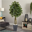 Nearly Natural 6.5ft Ficus UV Resistant Artificial Tree w/ Slate Planter