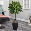Nearly Natural 5ft Money Artificial Tree in Black Square Planter in Green