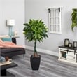 Nearly Natural 5ft Money Artificial Tree in Black Square Planter in Green