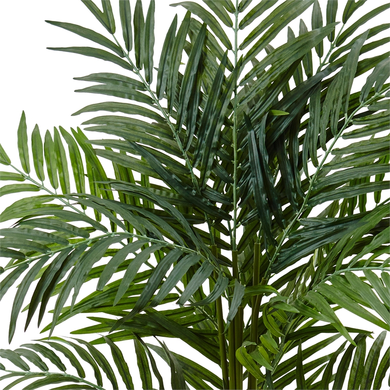 Nearly Natural 4.5ft Areca Palm Artificial Tree in White Oval Planter in Green