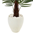 Nearly Natural 4.5ft Areca Palm Artificial Tree in White Oval Planter in Green