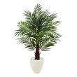 Nearly Natural 4.5ft Areca Palm Artificial Tree in White Oval Planter in Green