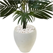 Nearly Natural 4.5ft Kentia Palm Artificial Tree in White Oval Planter in Green