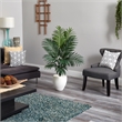 Nearly Natural 4.5ft Kentia Palm Artificial Tree in White Oval Planter in Green