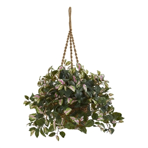 Nearly Natural Hoya Artificial Plant Hanging Basket in Green
