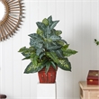Nearly Natural Mixed Greens Zebra with Wicker Silk Plant in Green